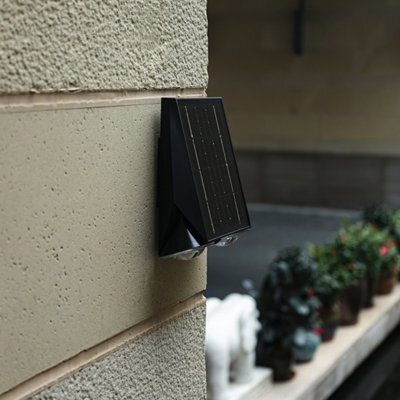 Omnisolar Aquila Black Dual-Head Solar Wall Light With Pir Sensor - 800 Lumens - image 1