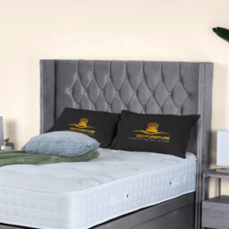 UKBEDFURNITURE Francesca Plush Grey End Opening Divan Ottoman Bed With 54 Inch Headboard & 10 Inch Orthopaedic Mattress - thumbnail 3