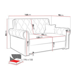 Viva Roma Iii Living Room Sofa Bed Polyurethane Foam Hr Foam Wave Spring Metal Legs Wooden Frame 168X85X98Cm Blue - thumbnail 6