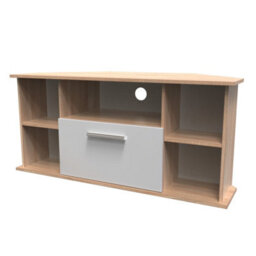 Trent 1 Drawer Corner Tv Unit In Grey & Bardolino Oak (Ready Assembled) - thumbnail 3