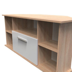 Trent 1 Drawer Corner Tv Unit In Grey & Bardolino Oak (Ready Assembled) - thumbnail 4