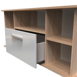 Trent 1 Drawer Corner Tv Unit In Grey & Bardolino Oak (Ready Assembled) - thumbnail 5