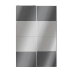 GoodHome Atomia Contemporary Panelled Mirrored Anthracite High Gloss 2 Door Sliding Wardrobe Door Kit (H)2250mm (W)1500mm - thumbnail 1