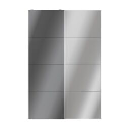 GoodHome Atomia Contemporary Panelled Mirrored Anthracite High Gloss 2 Door Sliding Wardrobe Door Kit (H)2250mm (W)1500mm - thumbnail 2