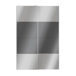 GoodHome Atomia Contemporary Panelled Mirrored Anthracite High Gloss 2 Door Sliding Wardrobe Door Kit (H)2250mm (W)1500mm - thumbnail 3