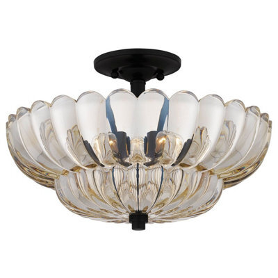 Luminosa Lighting Elstead Quoizel Whitecap Ceiling Light Traditional Tinted Amber Glass, Mottled Cocoa Brown 4X E14 - image 1