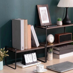 1 Desktop Bookcase Storage Shelf Organizer Display Shelf Bookcase Rack Black - thumbnail 3