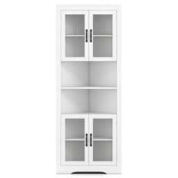 Costway 171Cm Tall Kitchen Corner Cabinet Triangular Buffet Cabinet W/ 4 Doors - thumbnail 9