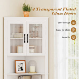 Costway 171Cm Tall Kitchen Corner Cabinet Triangular Buffet Cabinet W/ 4 Doors - thumbnail 6