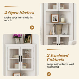 Costway 171Cm Tall Kitchen Corner Cabinet Triangular Buffet Cabinet W/ 4 Doors - thumbnail 7