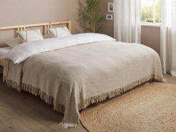 Beliani Bedspread Yerbent Cotton 220 X 240 Cm Light Grey - thumbnail 2