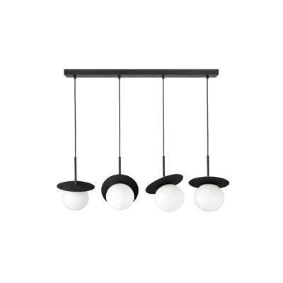 Luminosa Lighting Luminosa Aura Bar Pendant Ceiling Light Black White Glass Shade 4X E27 - image 1