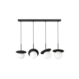 Luminosa Lighting Luminosa Aura Bar Pendant Ceiling Light Black White Glass Shade 4X E27 - thumbnail 1