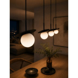 Luminosa Lighting Luminosa Aura Bar Pendant Ceiling Light Black White Glass Shade 4X E27 - thumbnail 3