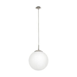 Satin Nickel Pendant Ceiling Light With White Opal Glass Shade - E27 Bulb Compatible - thumbnail 1