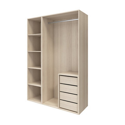 GoodHome Atomia Freestanding Oak Effect Particle Board Wardrobe, Clothing & Shoes Organiser (H)2250mm (W)1500mm (D)580mm - image 1