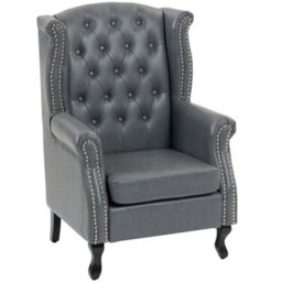 Homcom Chesterfield-Style Wing Back Armchair Tufted Accent Chair Grey - thumbnail 2