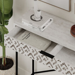 Decortie Modern Heaton Console 1-Drawer Storage Sideboard Elegant Metal Legs 110(W)Cm Ancient White - thumbnail 5