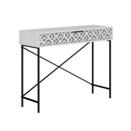 Decortie Modern Heaton Console 1-Drawer Storage Sideboard Elegant Metal Legs 110(W)Cm Ancient White - thumbnail 2