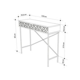 Decortie Modern Heaton Console 1-Drawer Storage Sideboard Elegant Metal Legs 110(W)Cm Ancient White - thumbnail 3