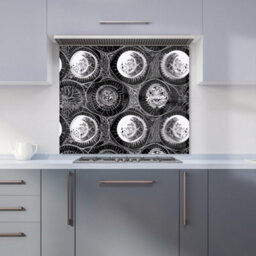 Warren Reed Designer Black White Moon And Sun Premium Glass Kitchen Splashback W600mm X H600mm - thumbnail 1