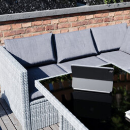 Lassic Vida Designs 9 Seater Rattan Furniture Set With Outdoor L Shaped Sofa, Table And Stools, Grey - thumbnail 4
