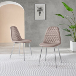 Furniturebox Set Of 2 - Corona Modern Dining Chairs - Cappuccino Faux Leather Chrome Leg Dining Chairs - Kitchen Dining Room Chairs - thumbnail 2