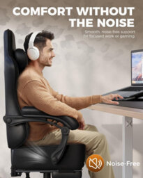 Gtplayer Gaming Chair, Ergonomic Computer Chair With Footrest And Lumbar Support Height Adjustable, Black - thumbnail 3