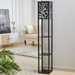 Living And Home 160Cm E27 Vines Wooden Floor Lamp With Storage Shelves And Foot Switch For Bedroom Living Room - thumbnail 2