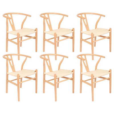 Nicholas Winter Beech Wooden Danish Style Dining Chairs - Natural - Solid Wood Wish Beech Bone Wood Chairs - image 1