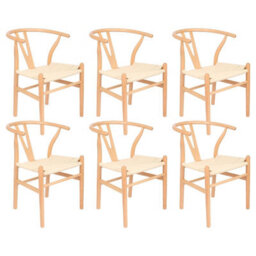 Nicholas Winter Beech Wooden Danish Style Dining Chairs - Natural - Solid Wood Wish Beech Bone Wood Chairs