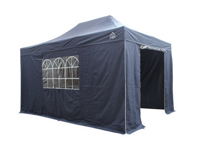 All Seasons Gazebos 3X4.5 Full Waterproof Pop Up Gazebo With 4 Heavyweight Side Panels And Accessories Navy Blue