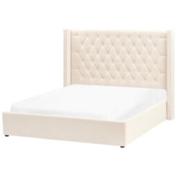 Beliani Ottoman Bed Velvet Lubbon 160 X 200 Cm (Eu King Size) Off-White - thumbnail 6