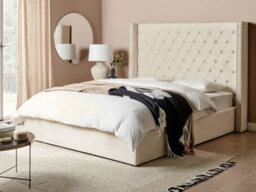 Beliani Ottoman Bed Velvet Lubbon 160 X 200 Cm (Eu King Size) Off-White - thumbnail 2