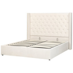Beliani Ottoman Bed Velvet Lubbon 160 X 200 Cm (Eu King Size) Off-White - thumbnail 4