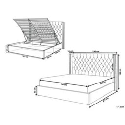 Beliani Ottoman Bed Velvet Lubbon 160 X 200 Cm (Eu King Size) Off-White - thumbnail 3