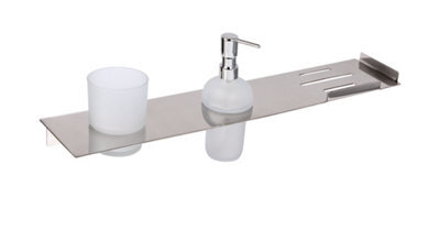 Banyetti Primo Shelf With Soap Dispenser & Toothbrush Holder - Chrome