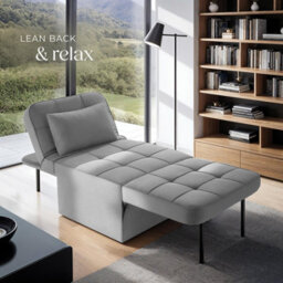 Tectake 1 Sofa Bed Ponto - 4 In 1 Uses As A Stool, Chair, Lounger Or Bed, 6-Position Adjustable Backrest  - Grey - thumbnail 8