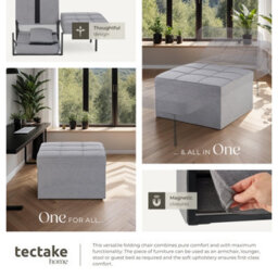 Tectake 1 Sofa Bed Ponto - 4 In 1 Uses As A Stool, Chair, Lounger Or Bed, 6-Position Adjustable Backrest  - Grey - thumbnail 7