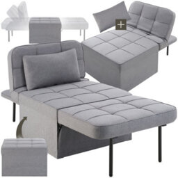 Tectake 1 Sofa Bed Ponto - 4 In 1 Uses As A Stool, Chair, Lounger Or Bed, 6-Position Adjustable Backrest  - Grey - thumbnail 1
