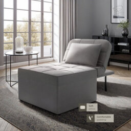 Tectake 1 Sofa Bed Ponto - 4 In 1 Uses As A Stool, Chair, Lounger Or Bed, 6-Position Adjustable Backrest  - Grey - thumbnail 4