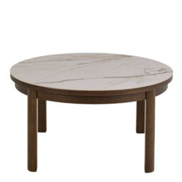 Wyld Haus Cork 90Cm Round Cream Ceramic Coffee Table With Oak Veneer Base - thumbnail 3