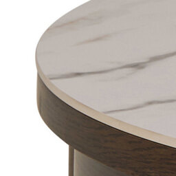 Wyld Haus Cork 90Cm Round Cream Ceramic Coffee Table With Oak Veneer Base - thumbnail 4