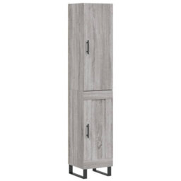 Berkfield Highboard Grey Sonoma 34.5X34X180 Cm Engineered Wood - thumbnail 2