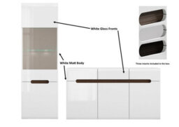 Impact Furniture Living Room Set Storage Tall Glass Display Cabinet Sideboard White Gloss Azteca - thumbnail 2