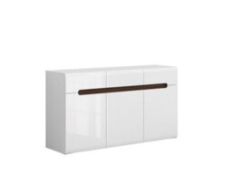 Impact Furniture Living Room Set Storage Tall Glass Display Cabinet Sideboard White Gloss Azteca - thumbnail 3