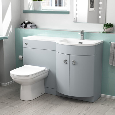 Nes Home 1100mm Matte Grey Rh Basin Vanity, Wc Unit & Back To Wall Toilet