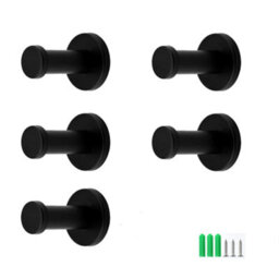 Black Hooks, 5 Pieces Stainless Steel Wall Hooks, Bathroom Hooks, Hooks With Screws And Expansion Tube - thumbnail 1