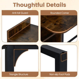 Costway Computer Desk With Charging Station 110Cm Home Office Writing Desk With Monitor Stand-Rustic Brown - thumbnail 8