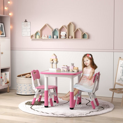 Aiyaplay 3-Piece Adjustable Kids Table And Chair Set For Playroom - Pink - image 1